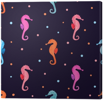 Vector Watercolor Colorful Seahorse Background - Konik Morski Tapeta (400x400), Png Download