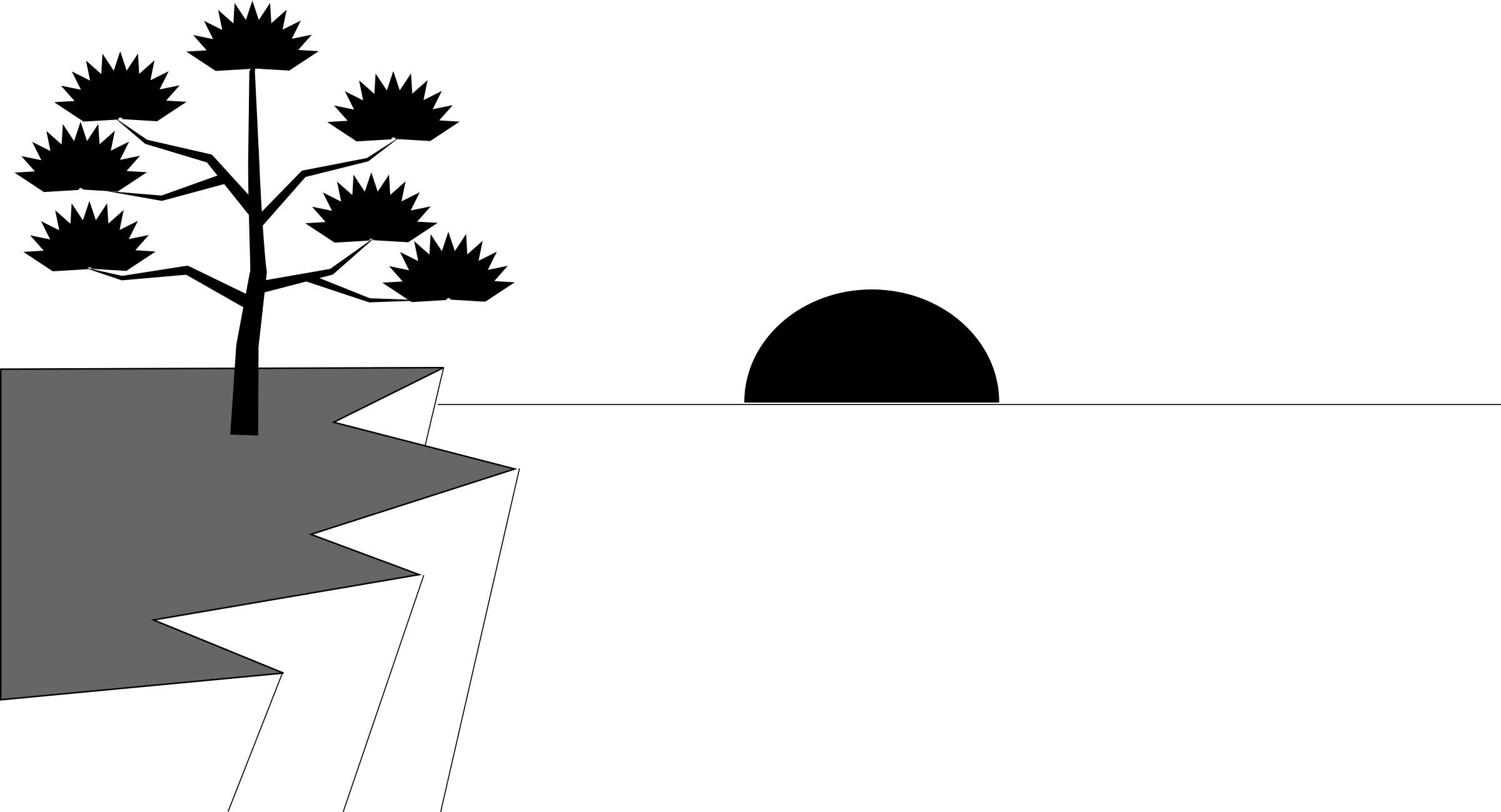 Picture Royalty Free Stock Black And White Scene Big - Black And White Sunset Clipart (2400x1299), Png Download