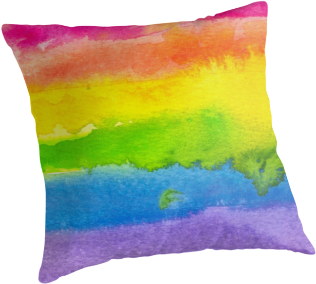 Watercolor Gay Pride Flag By Sadiesavesit - Cushion (875x875), Png Download