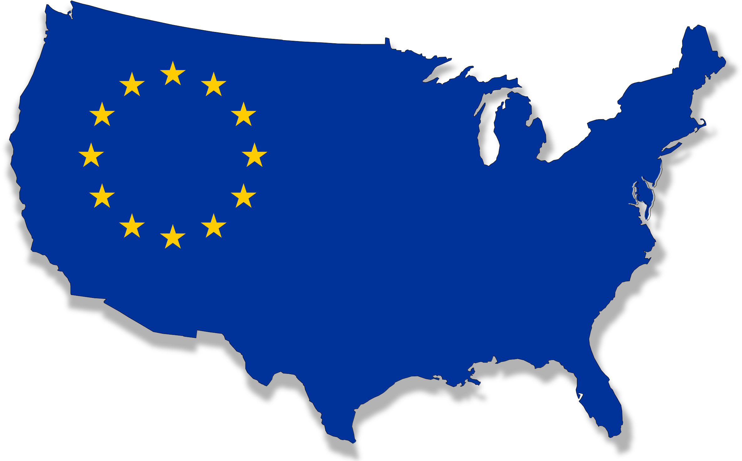 Us-europe Flag Map Clip Art Download - Map Of Gdp By State (2400x1484), Png Download