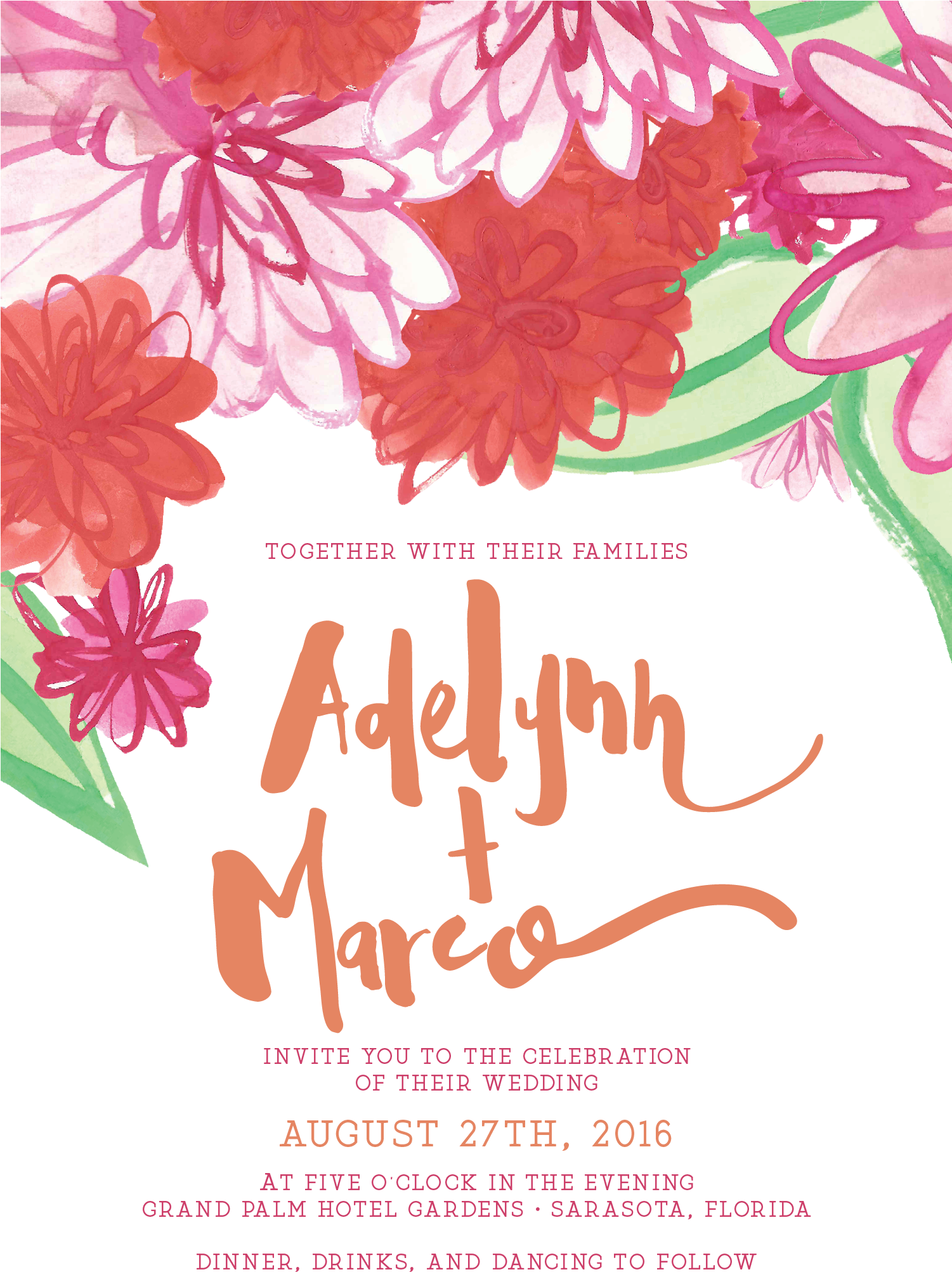 Pink Wedding Invitations, Floral Wedding Invitations, - Barberton Daisy (1500x2100), Png Download