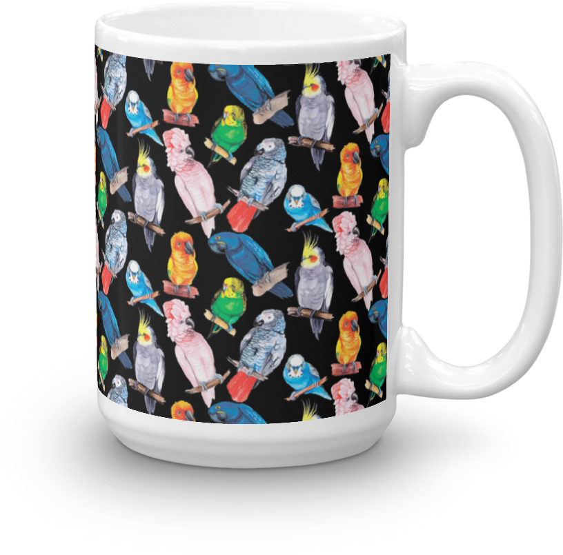 Watercolor Parrot Mug - Watercolor Painting (1000x1000), Png Download