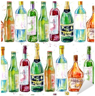 Seamless Pattern Of A Champagne,cognac, Wine, Beer - Wine (400x400), Png Download