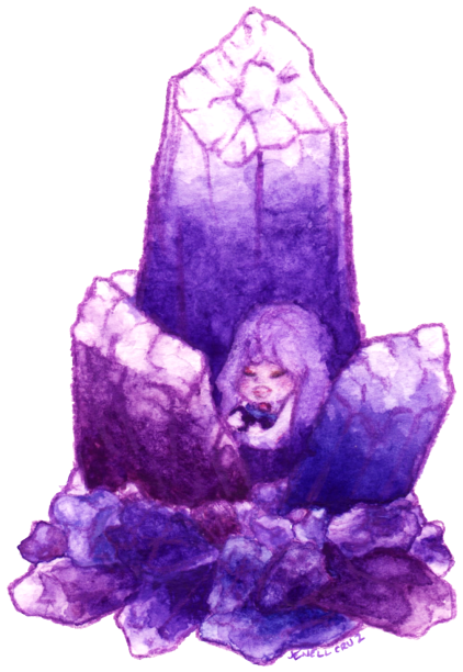 Amethyst Gem Watercolor Of Amethyst From Steven Universe - Sketch (477x750), Png Download