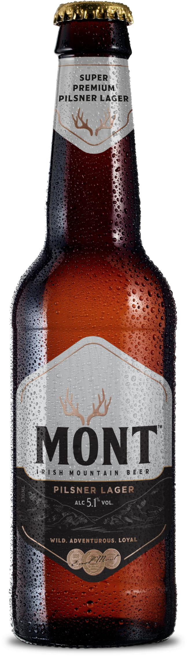 Mont Super-premium Irish Lager 330ml Bottle - Mont Beer (878x2444), Png Download