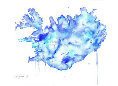 Iceland Watercolor Map (380x380), Png Download
