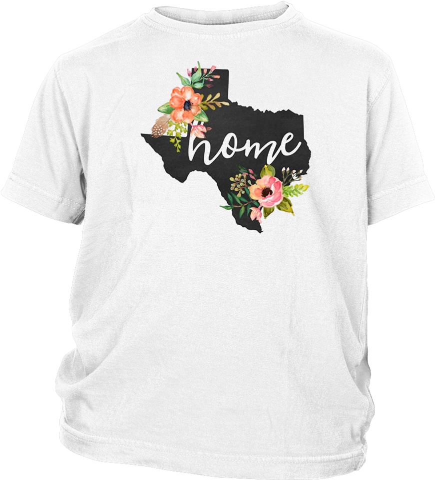 Texas Home Chalkboard Watercolor Flowers State T-shirt - Texas Shirts With Flowers (960x960), Png Download