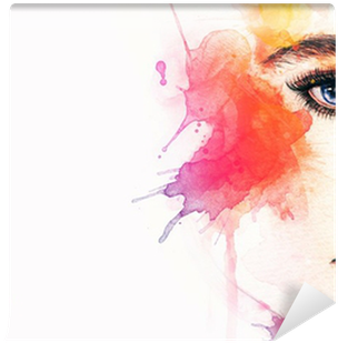 Beautiful Woman Face - Watercolor Woman (400x400), Png Download