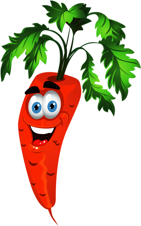 Fruits Clipart Carrot - Animation Fruits And Vegetables (530x800), Png Download