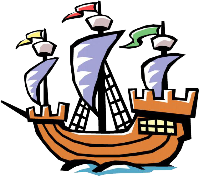 Sailing Ship Clipart Labor Day - Christopher Columbus Ship Cartoon (640x573), Png Download