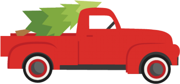 Decorate Clipart Truck - Red Truck Christmas Tree Clipart (640x480), Png Download