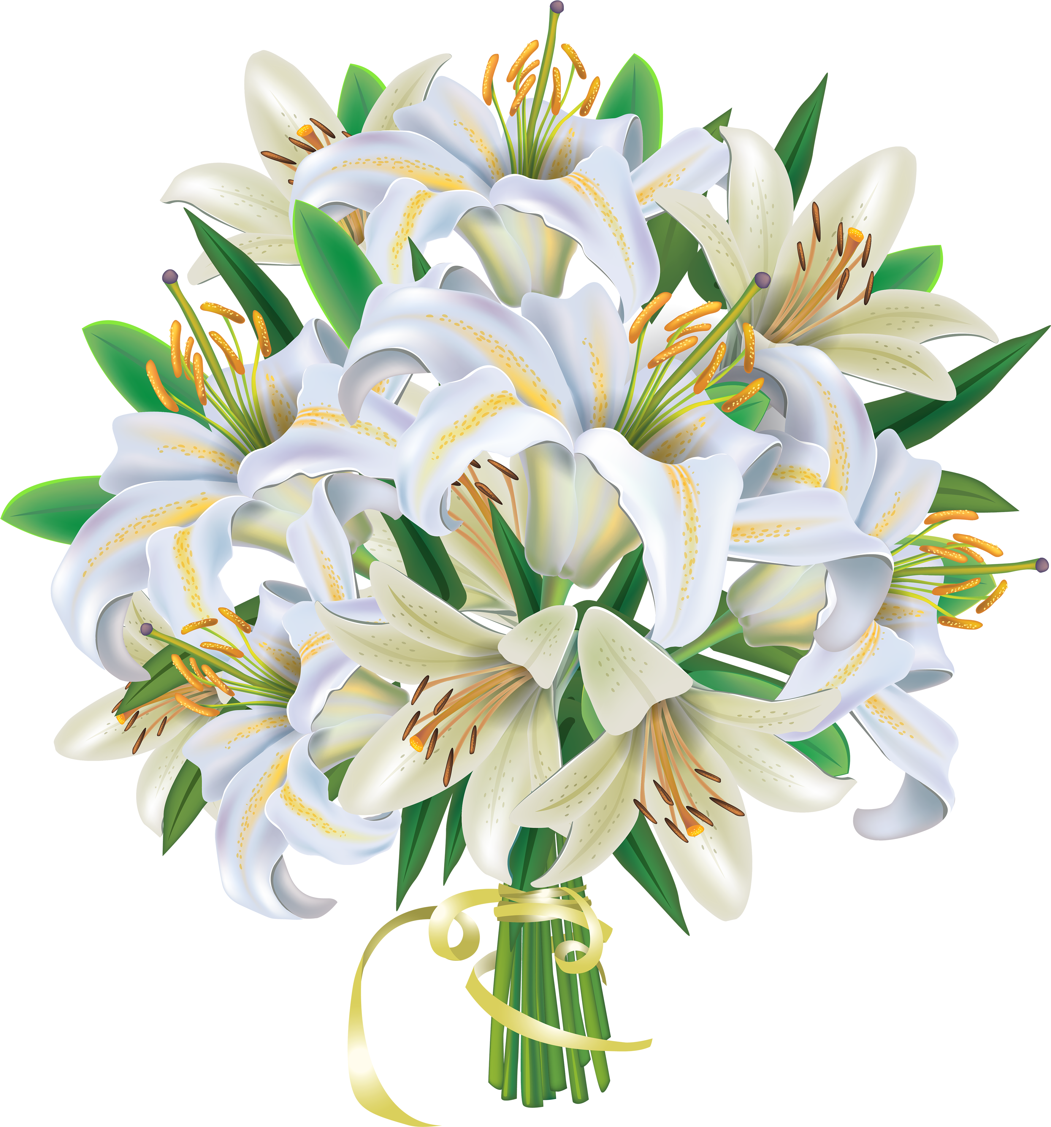 Lily Clipart Floral - White Flowers Bouquet Png (3730x4000), Png Download