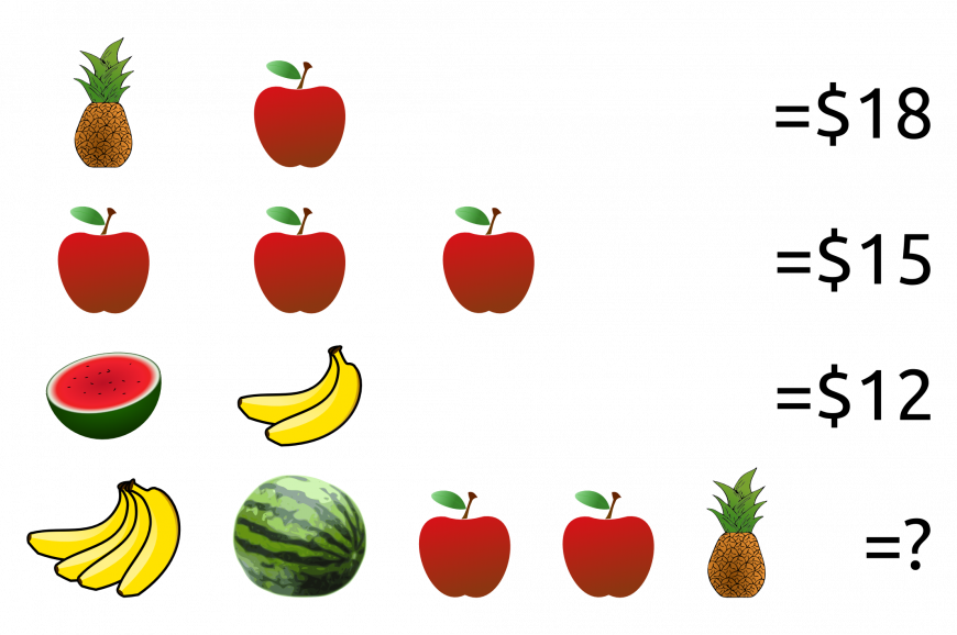 An Algebraic Puzzle Using Fruit - Custom Green Watermelon Throw Blanket (870x578), Png Download