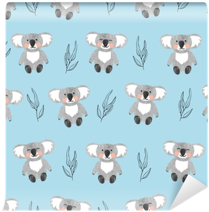 Seamless Pattern With Cute Watercolor Koala Bears On - Cute Koala Background (400x400), Png Download