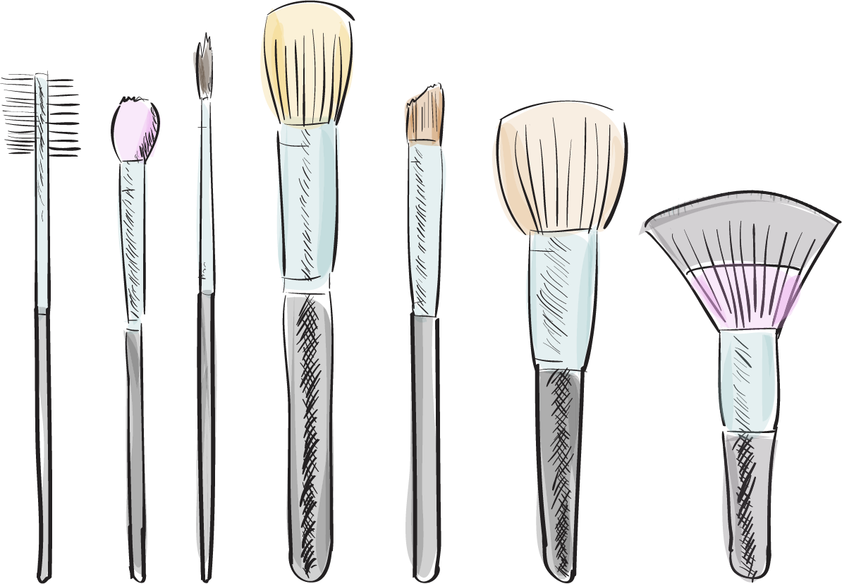 Clip Library Brushes Drawing At Getdrawings Com Free - Drawing Of Makeup Brushes (1194x828), Png Download