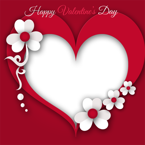 Valentines Day Heart Frame Png Transparent Image - Valentine Day Photo Frame (500x500), Png Download
