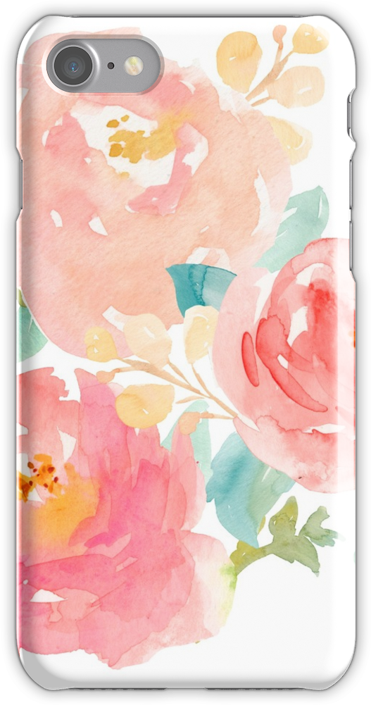 Peonies Watercolor Bouquet Iphone 7 Snap Case - Watercolor Flowers Bouquet Png (750x1000), Png Download