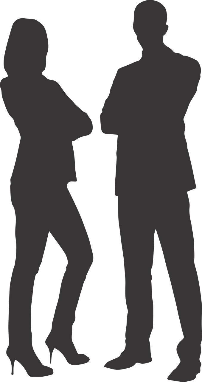 Silhouette Man And Woman On Heels - Man & Woman Business Vector Png (678x1280), Png Download