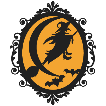 Halloween Witch Frame Svg Scrapbook Cut File Cute Clipart - Cute Witch Silhouette Transparent (432x432), Png Download