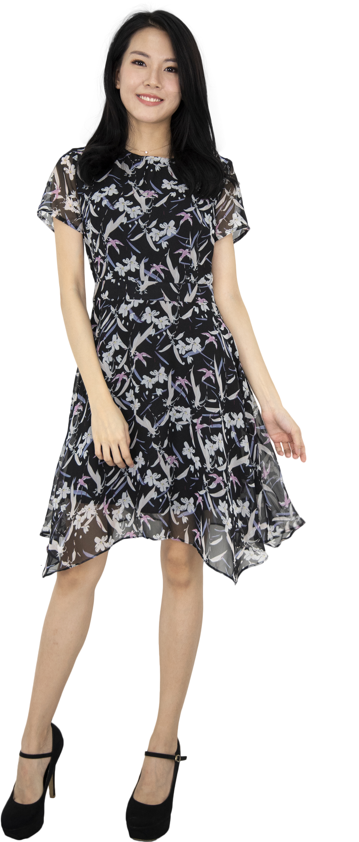 Linda Chiffon Fit And Flare Dress - Dress (2474x3529), Png Download