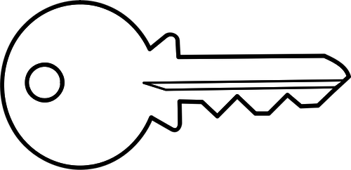 Golden Key Outline Clip Art At Clker - Key Black And White Clipart (500x242), Png Download