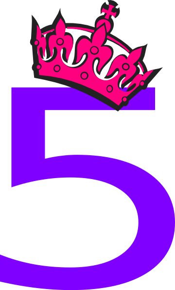 Tilted Tiara And Number Clip Art At - Pink Number 5 (360x596), Png Download