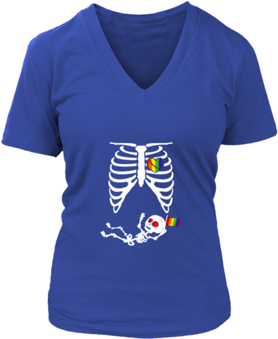 Lgbt Skeleton Rib Cage Halloween T-shirt - Kitschklothing Halloween Skeleton Baby Twins Pregnancy (480x480), Png Download