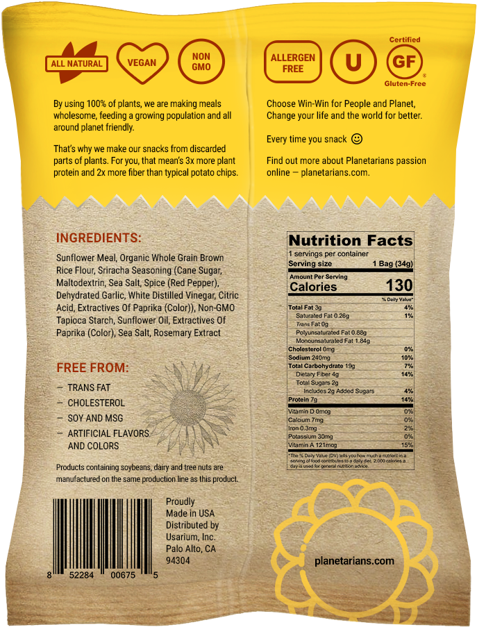 Sunflower Chips, Fiery Sriracha, (800x1000), Png Download