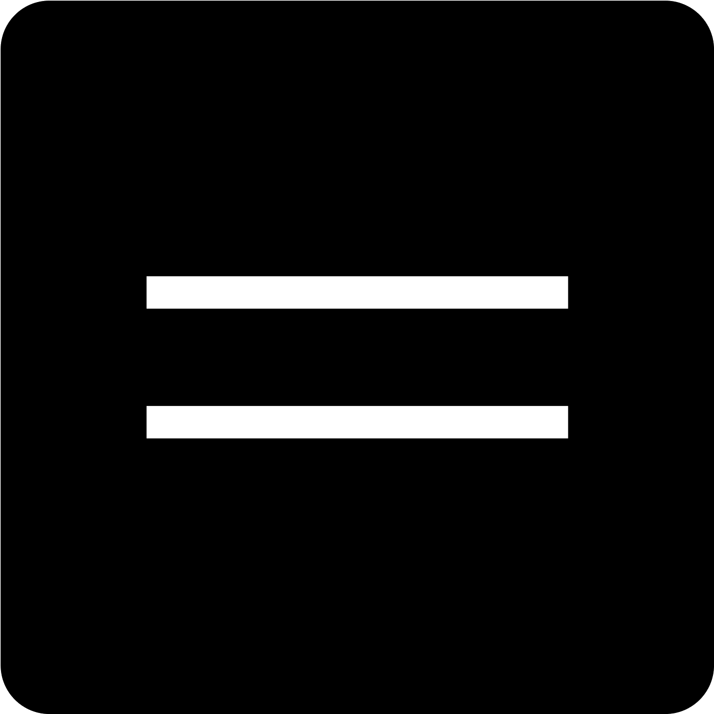 Equals Filled Icon - Equals Sign (1600x1600), Png Download