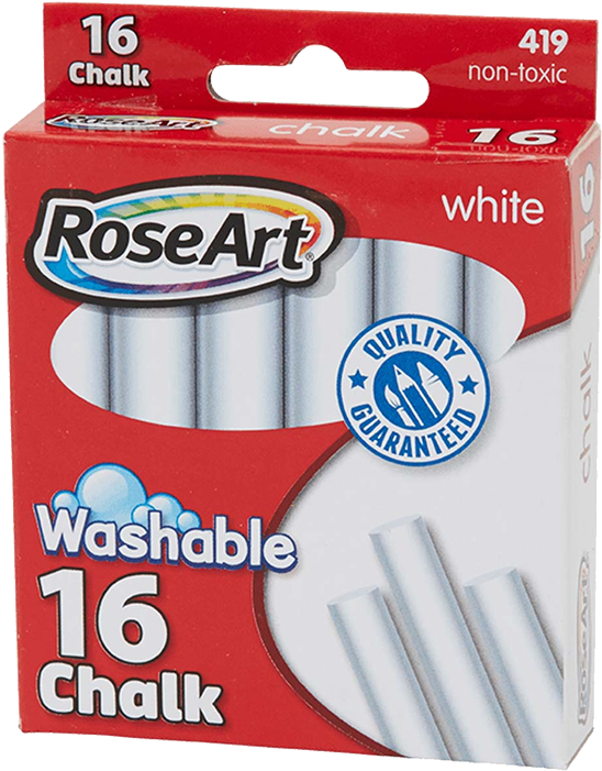 Washable White Chalk - Rose Art Colored Chalk - 16 Pieces (800x800), Png Download