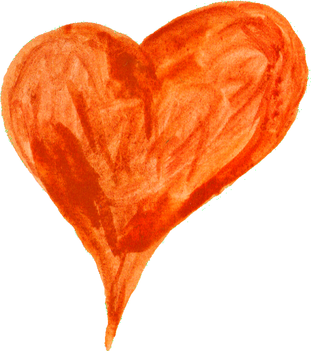 Holding On Tight To His Hand, She Went To The Gazebo's - Orange Watercolor Heart (800x800), Png Download