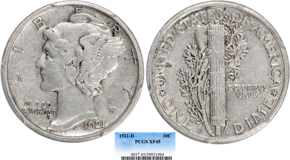 1921 D 10c Pcgs45 (1000x563), Png Download