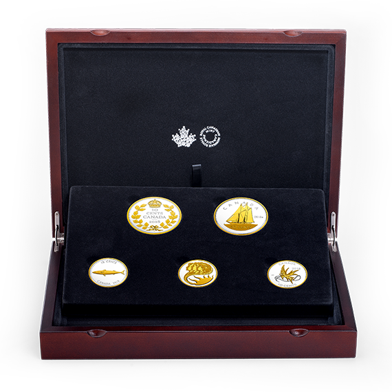 Pure Silver Gold Plated 5 Coin Set - 2017 Fine Silver Five-coin Set - Legacy (570x570), Png Download