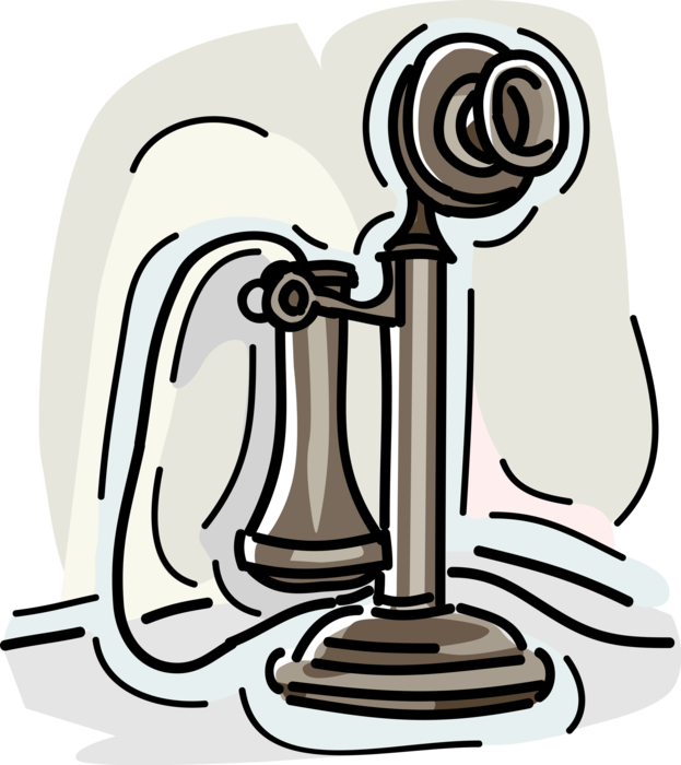 Vector Illustration Of Antique Telecommunications Device - Old Telephone (623x700), Png Download
