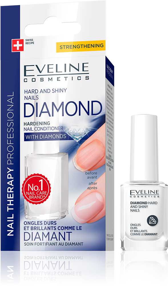 Nail Therapy Diamond Hard And Shiny Nails - Eveline Nail Strengthener (1000x1000), Png Download