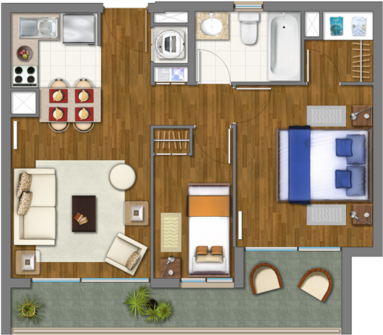 2 Dormitorios 1 Bano S - Floor Plan (814x490), Png Download