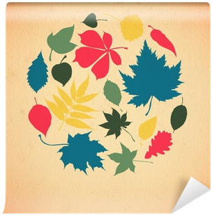 Paper Autumn Leaves Background In Retro Colors - Paper (400x400), Png Download
