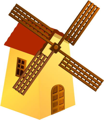 Windmill Yellow Png Clip Art - Windmill Clipart Png (440x500), Png Download