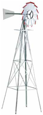 Smv Industries 8' Decorative Windmill Silver And Red - Smv Industries 48a 8' American Windmill Lawn Ornament (344x384), Png Download