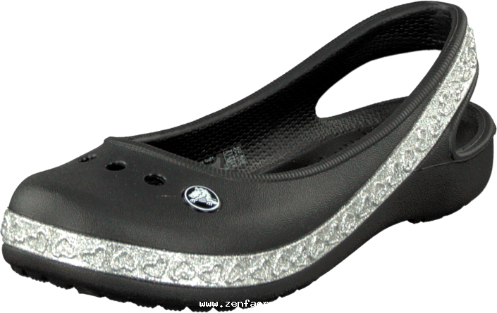 Crocs Genna Ii Hearts Flat Gs Black 50535-00 Womens - Crocs Genna Hearts Black (705x445), Png Download