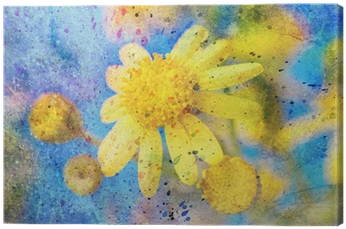 Messy Watercolor Splashes And Bright Yellow Flower - Watercolor Painting (400x400), Png Download
