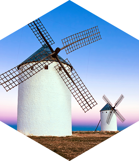 Conversion Of Light To Electricity - Windmills Of Campo De Criptana (472x545), Png Download