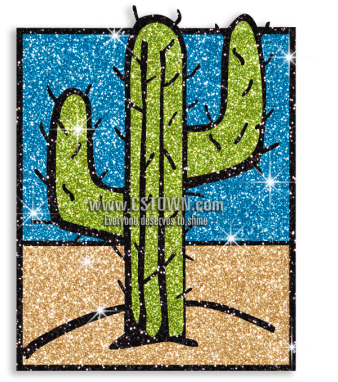 Cute Cactus Under The Blue Sky Customized Glitter Popular - Floral Design (450x450), Png Download