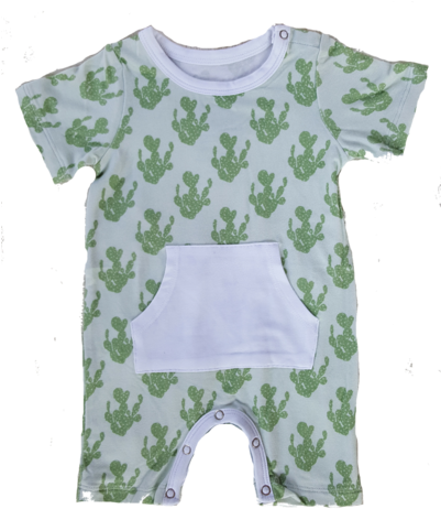 Dreamy Cactus Bamboo Romper - Plant (400x480), Png Download