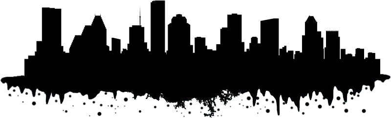 Houston Skyline Png Black And White Download - Houston Skyline Silhouette Transparent (800x243), Png Download