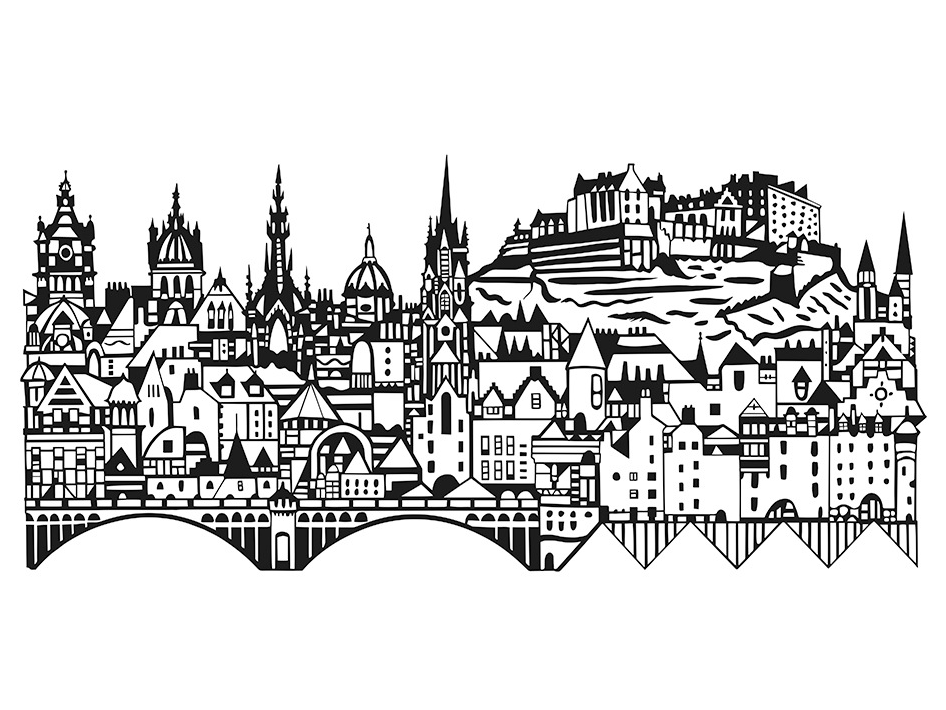Jerusalem Drawing Cityscape - Edinburgh (945x945), Png Download