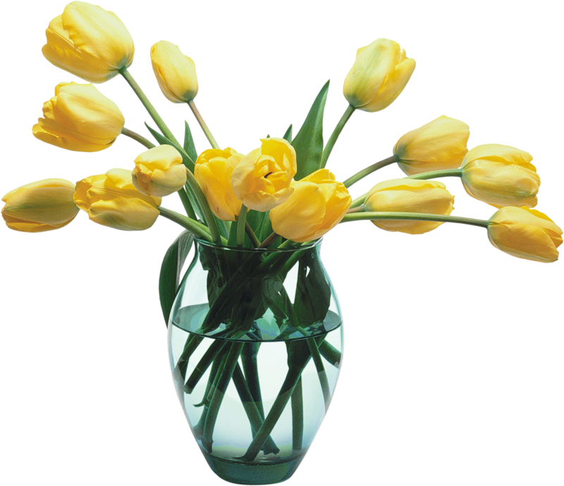 Glass With Tulips Gallery Yopriceville High Quality - Vase Of Flowers Png (800x690), Png Download