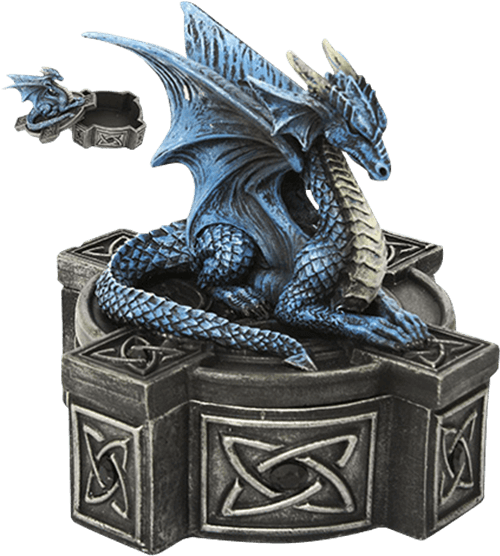 Celtic Blue Dragon Trinket Box - Blue Mystic Dragon Statue Celtic Box By Pacific Giftware (555x555), Png Download