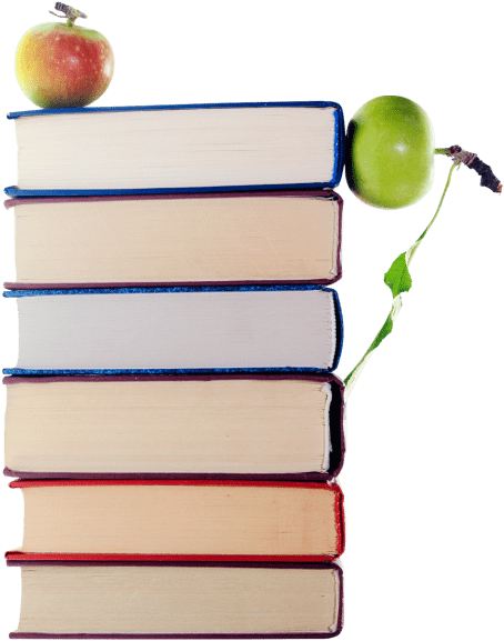 Free Png Green Apples In Stack Of Books Png Images - Apple (480x611), Png Download