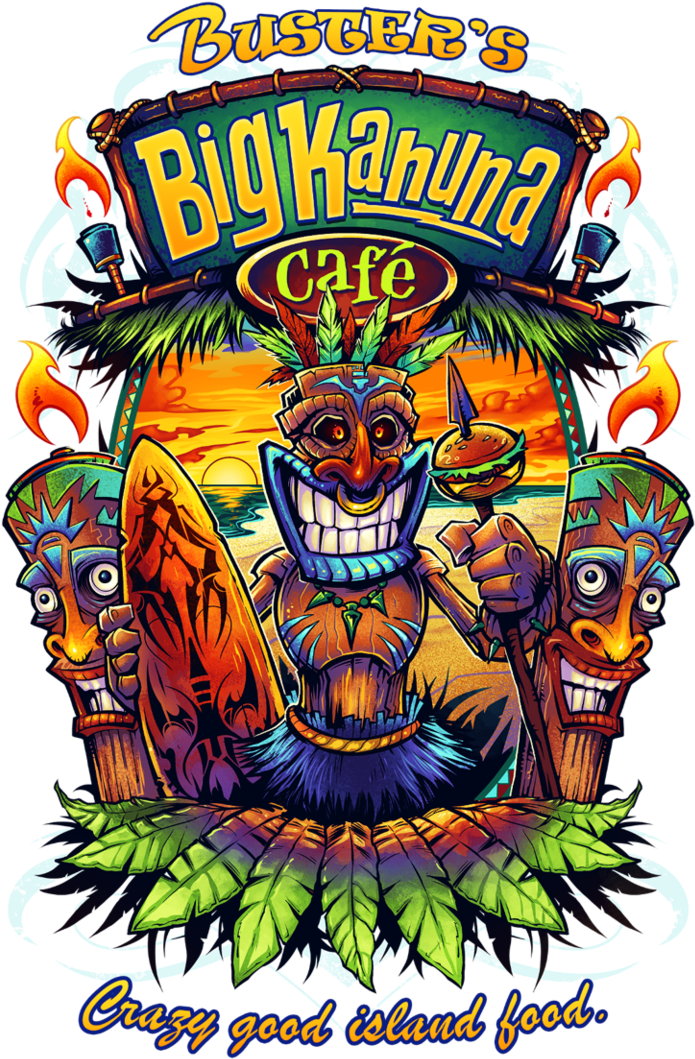 Busters Big Kahuna Cafe - Painting (945x1080), Png Download